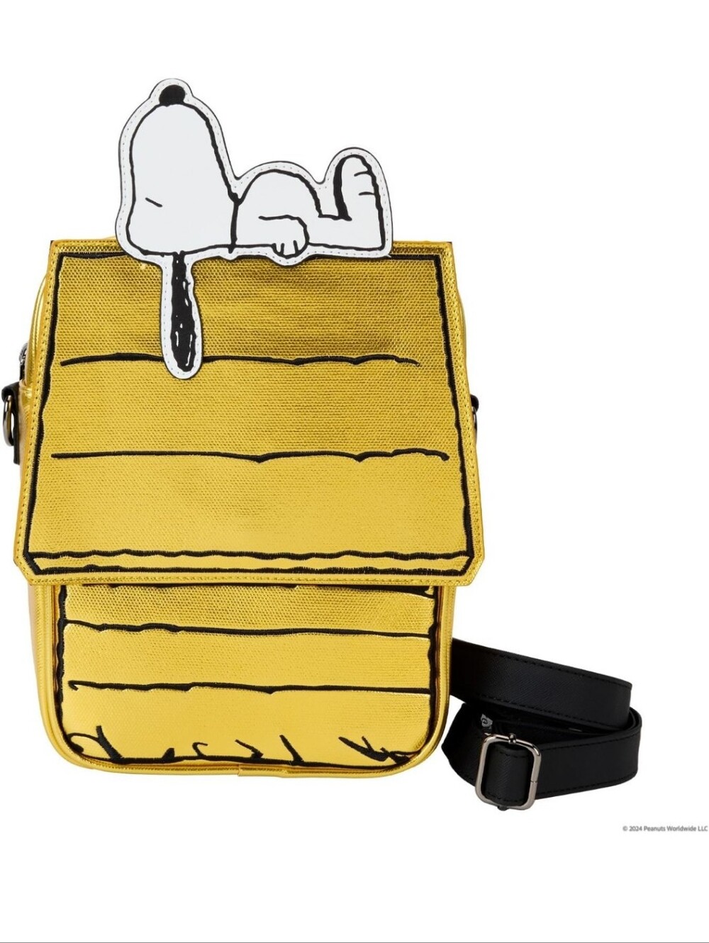 New Peanuts Yellow & Black Snoopy Doghouse Crossbody Bag